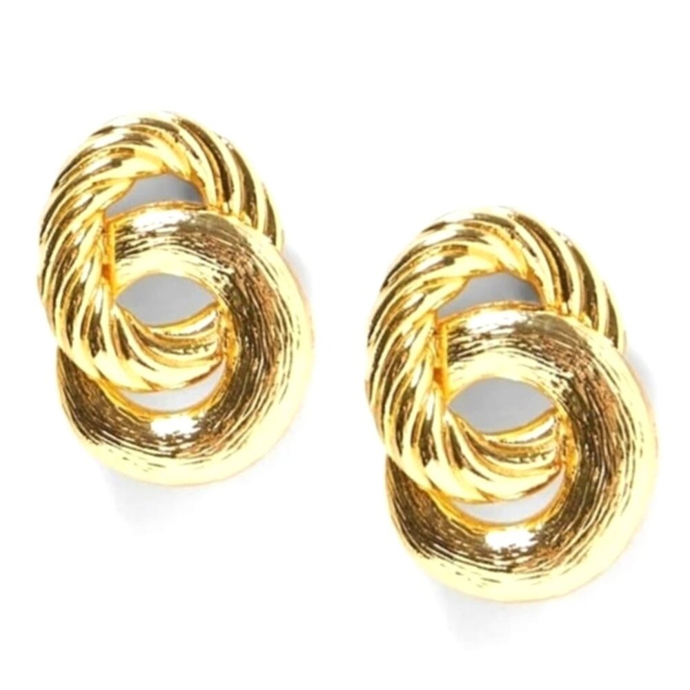 PB11 Fashion Jewelry Circle Knots Gold Tone Earrings